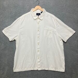 Nat Nast Luxury Originals Button Up Shirt Men XXL Cream Silk Cotton Short Sleeve